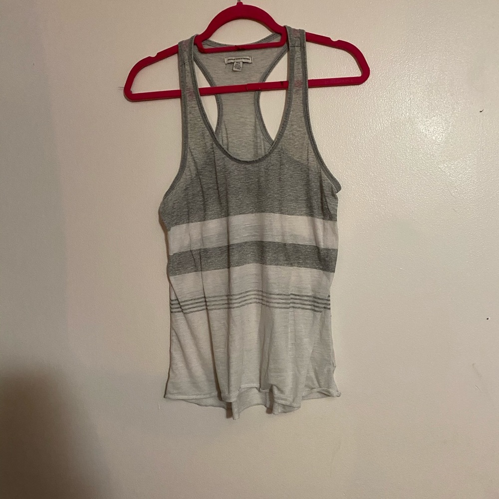 Gray and white tank top